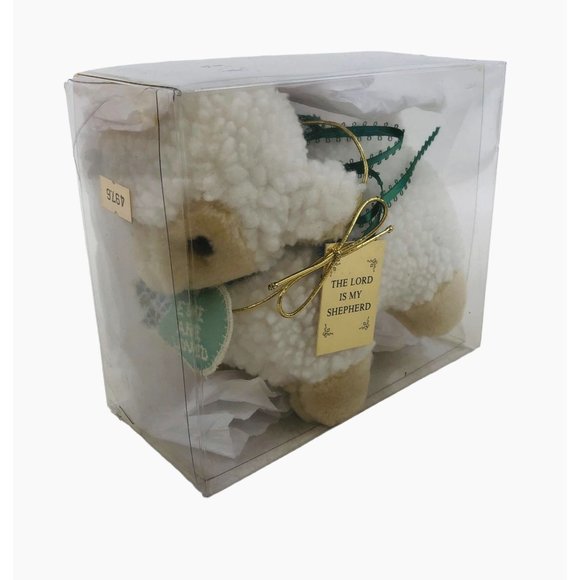 Lamb Plush Heart Tag Ewe Are Loved Stuffed Animal Green Bow Sherpa Easter - Picture 3 of 10